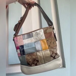 Y2K COACH Vintage Jacquard Patchwork Leather Shoulder Adjustable Strap Bag